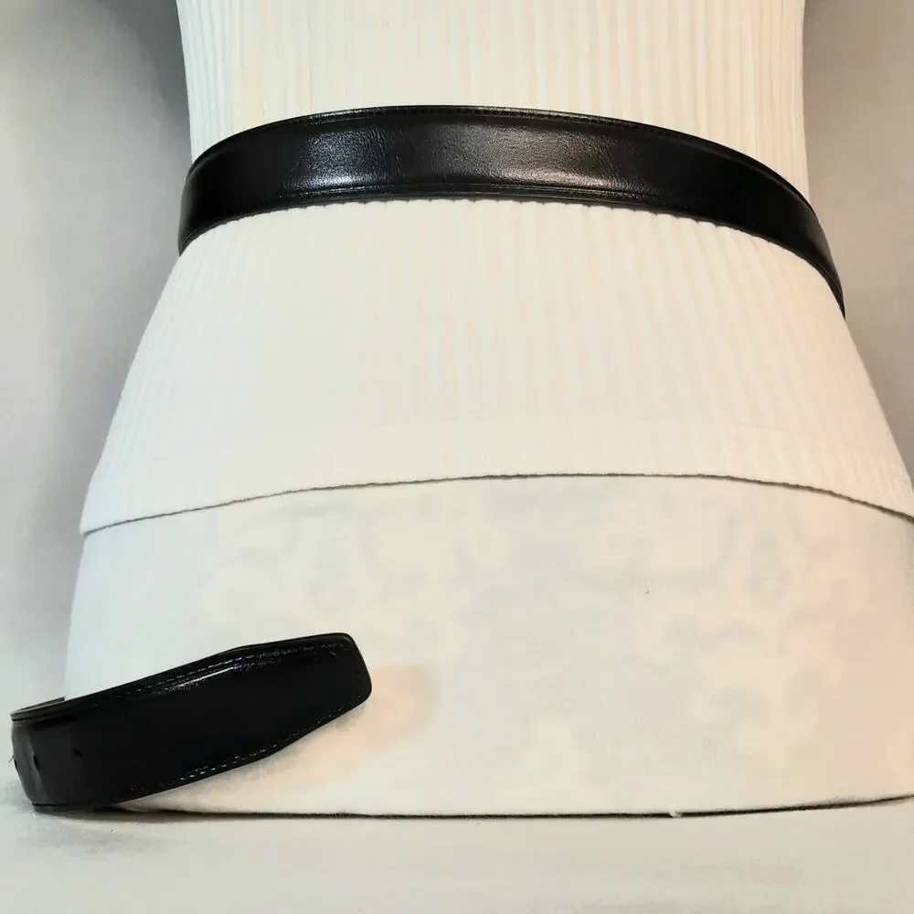 💎Mens Basic Black Mixed Leather & Synthetic Belt 46/48 Waist Double Loops